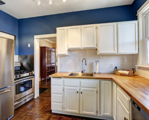 kitchen with white cabinets and stainless appliances